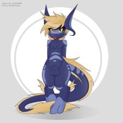 balls blonde_hair cute dragon hair hybrid kemonoruka ladon male nintendo pokemon pokemon_(species) raichu sheath solo video_games warden006 yaoi