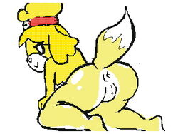 2015 animal_crossing anthro anus ass canid canine canis darkpatito female fur furry furry_only isabelle_(animal_crossing) nintendo nude pussy solo tagme tail