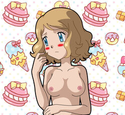 blush breasts female female_only human human_only nintendo nude pokemon pokemon_(anime) pokemon_xy serena_(pokemon) short_serena solo