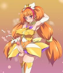 1futa amanogawa_kirara arm_up armpits balls bare_shoulders blush breasts clothing cumshot cure_twinkle decensored dress erect_nipples erect_nipples_under_clothes erection erection_under_clothes erection_under_skirt full-package_futanari futa_only futanari go!_princess_precure hair hair_ornament handsfree_ejaculation heart-shaped_pupils intersex large_breasts large_penis long_hair looking_at_viewer magical_girl medium_breasts nipple_bulge nipples no_panties open_mouth orange_hair penis penis_under_clothes penis_under_skirt precure pretty_cure saliva solo solo_futa standing star_(symbol) star_earrings stockings symbol-shaped_pupils tied_hair twintails ubanis uncensored veiny veiny_penis very_long_hair