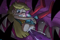 blonde_hair clenched_teeth clothing cum cum_inside female ikll lakilolom long_hair male monster penetration penis sex size_difference star_butterfly star_vs_the_forces_of_evil straight_hair torn_clothes vore