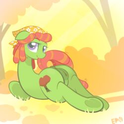 2015 ass braddo cutie_mark dreadlocks earth_pony equine female feral friendship_is_magic hair hi_res hooves horse long_hair looking_at_viewer mammal my_little_pony outside pony purple_eyes pussy solo tree tree_hugger_(mlp) underhoof