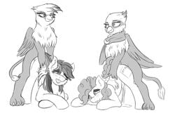 2015 avian beak blush cum cum_on_ground cutie_mark earth_pony equine eye_contact female friendship_is_magic furry furry_only futa_on_female futanari gilda gilda_(mlp) greta_(mlp) greyscale group gryphon half-closed_eyes highres horse intersex mammal monochrome my_little_pony open_mouth pegasus pinkie_pie_(mlp) pony rainbow_dash_(mlp) scarf sex straight_hair sugarlesspaints wings