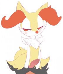 animal_genitalia blush braixen cheek_tuft chest_tuft erection femboy frown male male_only nintendo nude penis plain_background pokémon_(species) pokemon pokemon_(species) solo superserperior vein video_games white_background