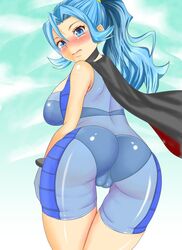 adahcm blue_hair clair_(pokemon) female female_only fully_clothed human human_only nintendo pokemon solo thigh_gap