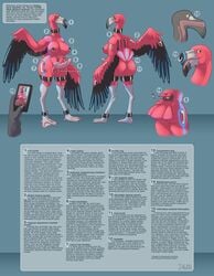 android av-fl2 avian bird breasts dbd_(artist) dickgirl flamingo glowing handles intersex machine mechanical model_sheet piercing robot rubber sex_doll sex_toy text wing_arms wings