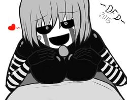 1boy 1girls animatronic arm_sleeves black_body breasts clothes datfurrydude erection faceless_male female five_nights_at_freddy's five_nights_at_freddy's_2 hands_on_breasts heart looking_at_viewer male_pov marionette_(fnaf) naughty_face paizuri penis pov pov_eye_contact puppet_(fnaf) rule_63 sex short_hair smile solo_focus straight white_hair