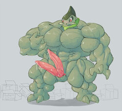 1boy abs animal_genitalia anthro axew biceps big_muscles big_penis blush diphallia diphallism dragon erection hemipenes male male_only multi_penis muscles nintendo nude pecs penis pokemon red_eyes reptile scalie schwartzgeist solo video_games