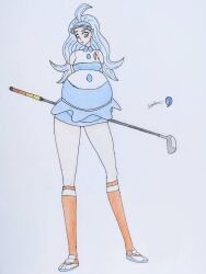 blue_eyes blue_eyes_female blue_hair cyberiorr drawing elite_four female kahili_(pokemon) looking_at_viewer pokemon pokemon_sm pregnant pregnant_belly pregnant_female smiling_at_viewer
