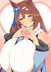 blue_eyes breasts brown_hair hair long_hair super_creek_(umamusume) umamusume