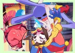2024 animal_humanoid black_eyes blush blush_lines brown_hair close-up clothing cunnilingus disabledfetus duo eye_roll female fool's_hat glitch_productions gloves hair handwear hat headgear headwear hi_res human humanoid inside jax_(tadc) lagomorph lagomorph_humanoid leporid_humanoid male male/female mammal mammal_humanoid midair open_mouth oral pomni_(tadc) purple_body purple_skin rabbit_ears rabbit_humanoid red_clothing sex short_hair text the_amazing_digital_circus tongue tongue_out tremble_spikes url vaginal yellow_clothing yellow_gloves yellow_handwear yellow_sclera