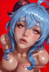 1girl 1girls ahoge ai_generated beautiful blush booty busty cassypics curvy cute eye_contact fanart female fit fit_body fit_female ganyu_(genshin_impact) genshin_impact high_quality highres horns hot hourglass_figure long_eyelashes looking_at_viewer mouth_open naked navel nude parted_lips patreon portrait puffy_lips puffy_nipples round_ass round_breasts round_butt sexy slim_waist standing stomach thick thick_ass thick_legs thick_thighs waifu wet wet_body wide_hips
