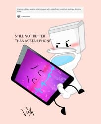 2016 2boys adamation_inc. adamationz angry_expression animationepic blushing closed_eyes fishyvish inanimate_insanity inanimate_insanity_(season_2) mepad object_show object_shows teasing teasing_penis toilet toilet_(ii)