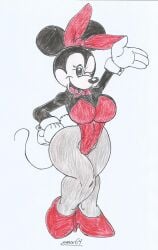1girls big_breasts big_hips bunny_girl bunny_suit disney female female/solo marlon64 minnie_mouse mouse mouse_girl solo white_background