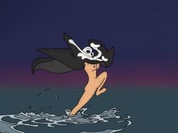 1girls barefoot belly_button breasts captain_hook cleavage comeuppance damsel_in_distress disney_villains embarrassed_naked_female embarrassed_nude_female fair_skin feet genderswap genderswap_(mtf) indecentlasses jolly_roger mshook naked nipples nude ocean peril peter_pan_(disney) pirate pirate_girl pussy rule_63 shaved_pussy villainess water