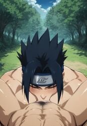ahe_gao ai_generated anal animated ass_focus comfyui cum_drip drooling from_behind gay intense_sex male male/male muscular muscular_male naruto_(series) oiled sasuke_uchiha shiny_skin stable_diffusion sweat tagme tongue_out video