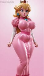 ai_assisted ai_generated ass big_penis blonde_hair bouncing_ass bouncing_breasts bouncing_penis breasts bulge_down_leg crown dress earrings futanari headwear huge_ass huge_breasts long_hair mario_(series) nipples penis princess_peach super_mario_bros. sylfuta tagme video