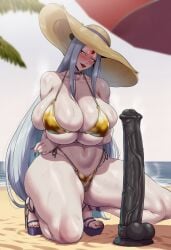 ai_generated big_breasts curvaceous curvy curvy_female curvy_figure dark_penis dildo horse_penis horsecock hourglass_figure huge_breasts naruto naruto_(series) otsutsuki_kaguya pale-skinned_female pale_skin slim_waist slunary thick thick_thighs thighhighs thighs