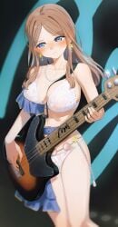 1girls annoyed annoyed_expression bang_dream! bang_dream!_it's_mygo!!!!! bass_guitar bassist belt blue_belt blue_eyes blurry blush bra brown_hair chain closed_mouth collarbone cowboy_shot earrings ears eltir embarrassed eyebrows_visible_through_hair female female_focus female_only floral_lace floral_pattern_bra floral_print_panties flower flower_earrings forehead grey_background guitar guitar_strap high_resolution holding holding_guitar holding_object instrument jewelry lace-trimmed_bra lace_bra lace_panties logo long_hair long_sidelocks looking_away looking_sideways nagasaki_soyo necklace panties parted_bangs partially_clothed pearl_necklace portrait see-through_bra see-through_panties sidelocks simple_background solo solo_female standing straight_hair string_panties sweat sweatdrop underwear white_bra white_panties white_underwear