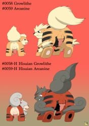 absurd_res animal_genitalia animal_penis anus arcanine artist_logo backsack balls butt canine_genitalia canine_penis english_text featureless_crotch feral fluffy fluffy_tail fur generation_1_pokemon generation_8_pokemon genitals gradient_background group growlithe hi_res hisuian_arcanine hisuian_form hisuian_growlithe knot logo looking_at_viewer looking_back looking_back_at_viewer male male_feral nintendo orange_body orange_fur penis pichu90 pokemon pokemon_(species) rear_view regional_form_(pokemon) simple_background tail text tongue tongue_out x_anus