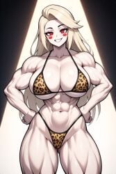ai_generated bikini bikini_bottom bikini_top blonde blonde-haired_female blonde_female blonde_hair bodybuilder bodybuilder_female bodybuilding_bikini boobs breasts charlie_morningstar_(hazbin_hotel) demon demon_girl demoness female female_only hands_on_hips hazbin_hotel leopard_print leopard_print_bikini leopard_print_bra leopard_print_panties light-skinned_female light_skin muscular muscular_arms muscular_female muscular_legs muscular_thighs pale-skinned_female pale_skin six_pack spotlight tits vivziepop white_skin