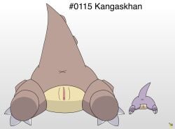 2_toes 3_toes anus artist_logo baby_kangaskhan brown_body butt duo english_text feet female female_feral feral generation_1_pokemon genitals gradient_background hi_res kangaskhan logo nintendo parent_(lore) parent_and_child_(lore) pichu90 pokemon pokemon_(species) purple_body simple_background tail text thick_tail thick_thighs toes vulva x_anus