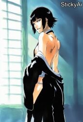 accurate_art_style ai_generated anime_coloring bleach bleach:_the_thousand-year_blood_war curvy female female_only mature mature_female milf pinup soifon solo solo_female solo_focus stickyai sui-feng