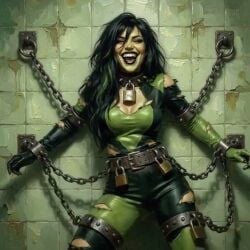 ai_generated animated bondage breasts chained kim_possible latex_bodysuit shego tagme thighs torn_bodysuit video