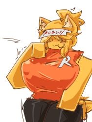 1girls :3 big_breasts blocky_body breasts breasts_bigger_than_head cat_ears cat_girl cat_tail catgirl eyes_closed furry_tail roblox robloxian skylar_(jvucgcv) smile tagme tail yellow_hair yellow_skin yellow_tail