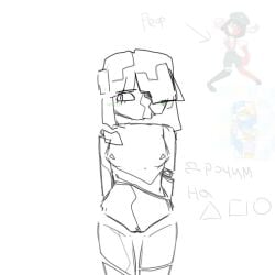 1girls blush covered_eye die_of_death_(roblox) harken_(die_of_death) kr1sgreen naked roblox roblox_game russian_text sketch tagme white_background