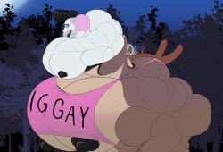 2boys 2d 2d_(artwork) anthro biceps big_biceps big_nipples big_pecs deer df43_(artist) dog furry huge_biceps huge_pecs hyper hyper_muscles lips lipstick male male/male muscular_male nipples oral_vore pecs poodledoodles rompinpomps sherbert_(poodledoodles) stretched_mouth swallowed_whole swallowing vore