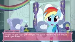 anilingus animal_genitalia cowgirl_position crotchboobs cunnilingus equine_genitalia equine_pussy female_feral feral friendship_is_magic horse_girl male_human/female_feral male_on_feral male_pov my_little_pony pony pony_girl pony_waifu_sim_(game) pov rainbow_dash_(mlp) rimming small_crotchboobs sound tagme vaginal_penetration video