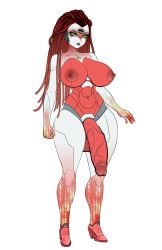 android futanari green_eyes long_hair original_character red_skin three_eyes