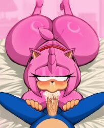 1boy 1girls amy_rose anthro anthro_on_anthro balls big_breasts big_butt blue_body bodily_fluids breasts butt cum cum_in_mouth cum_inside duo erection eulipotyphlan fat_ass feet fellatio female furry furry_female furry_male furry_only genital_fluids genitals green_eyes grimy291 hairband_only hedgehog hi_res huge_breasts huge_butt looking_at_viewer male male/female mammal multicolored_body nude oral penile penis pink_body sega sex soles sonic_(series) sonic_the_hedgehog sonic_the_hedgehog_(series) straight straight_sex tail tail_motion tailwag tan_body two_tone_body