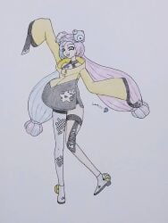 cyberiorr exposed_breasts gym_leader heavily_pregnant iono_(pokemon) multicolored_hair pokemon pokemon_sv pregnant pregnant_belly pregnant_female streamer super_belly waving waving_at_viewer