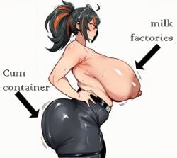 ai_generated ass ass_focus big_ass big_breasts big_butt black_hair braided_hair breasts butt evil_container huge_ass huge_breasts huge_thighs policewoman ponytail red_eyes thick_thighs tits zenless_zone_zero zhu_yuan