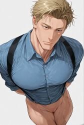 ai_generated bara cuntboy jujutsu_kaisen kento_nanami muscles muscular nanami_kento noellyc00mer solo