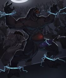 absurd_res alien anthro arbiter_(halo) arms_tied bodily_fluids bound crowd cuff_(restraint) cum dildo dildo_insertion electricity genital_fluids genitals group halo_(series) hi_res humiliation jiralhanae leaking_precum legs_tied male male/male microsoft muscular muscular_anthro muscular_male nude_anthro nude_male penis precum precum_squirt public public_exposure public_humiliation purple_penis restraints saliva sangheili screaming sex_toy sex_toy_insertion spiked_penis spikes spikes_(anatomy) tartarus_(halo) vinstacc xbox_game_studios