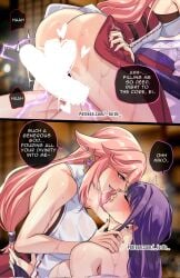 _l0rd_s after_sex aftersex blush blushing censored clothed clothed_sex clothes clothing dickgirl dominant_female electric electricity female female_focus female_penetrated fox_ears fox_girl futanari genshin_impact hoyoverse long_hair penis penis_in_pussy raiden_shogun sideboob submissive_female text vaginal vaginal_penetration vaginal_sex yae_miko yuri