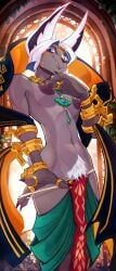 1girls 4_fingers anthro areolae blue_eyes breasts digital_media_(artwork) excessive_pubic_hair female female_only grey_body hi_res humanoid hylian large_areolae loincloth looking_at_viewer mammal mineru mostly_nude nintendo nipples pointy_ears pubic_hair scappo sharp_fingernails smiling smiling_at_viewer solo tears_of_the_kingdom the_legend_of_zelda white_hair zonai