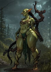 ai_generated female female_only goblin goblin_female green_skin muscular_female thick_thighs total_war:_warhammer warrior