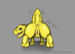 agumon ass digimon female nihontd nihonthedragon presenting presenting_hindquarters pussy raised_tail