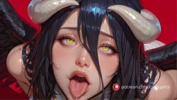 1girl 1girls ai_generated albedo_(overlord) beautiful blush booty busty curvy cute demon demon_girl demoness fanart female female_only fit fit_body fit_female high_quality highres horns hot hourglass_figure kneeling long_eyelashes naked navel nude overlord_(maruyama) parted_lips patreon puffy_lips puffy_nipples rolling_eyes round_ass round_breasts round_butt sexy slim_waist slit_pupils stomach succubus succubus_horns succubus_wings thick thick_ass thick_legs thick_thighs tongue_out waifu wallpaper wet wet_body wide_hips