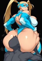 1boy 1girls ai_generated ass ass_cheeks ass_focus ass_grab ass_worship big_ass blue_eyes butt_cheeks butt_focus capcom cling face_in_ass fat_ass huge_ass rainbow_mika showing_ass smile standing street_fighter thick_thighs wide_hips wolfiazin960(artist) wrestler wrestling wrestling_outfit yellow_hair