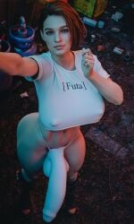 3d 3d_(artwork) balls balls_in_panties balls_under_clothes ballsack breasts breasts_bigger_than_head bulging_nipples cock cock_sleeve cock_sock covered_breasts erect_nipples futa_cock futa_only futanari huge_cock hyper_penis looking_at_viewer nipple_bulge penis penis_bigger_than_arm red_hair selfie short_hair socks stevencarson testicles