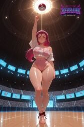 1girl ai_generated artist_name ass big_breasts blue_eyes blush blushing blushing_at_viewer blushing_female breasts deurahh earrings eyelashes female female_human female_only from_behind gym_leader gymnasium hair_slicked_back hi_res imminent_anal imminent_fellatio imminent_oral imminent_orgasm imminent_penetration imminent_sex imminent_vaginal jessie_(pokemon) jewelry large_breasts lipstick livestream long_hair looking_at_viewer looking_back makeup navel nintendo nsfw outdoors patreon patreon_logo patreon_username pokemon pokemon_(anime) pokemon_rgby pov pov_eye_contact public public_exposure red_hair red_lips spotlight stadium stadium_background steam steaming_body steaming_breath sweat sweaty tagme team_rocket thick_thighs uncensored unseen_male_face voluptuous voluptuous_female
