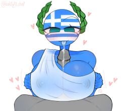 boobjob breasts countryhumans countryhumans_girl female greece_(countryhumans) kak0yt0_chel kak0yt0_chel_style male tagme