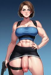 ai_generated aipixelporn anal anal_sex big_breasts breasts brown_hair futanari intersex jill_valentine realistic resident_evil resident_evil_2 self_upload