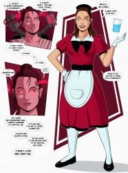 brown_hair comic dialogue dress english_text female_only femsub hair_buns housewife hypnosis hypnotized maledom milk polmanning rey_(star_wars) short_hair shrunken_irises smile speech_bubble spiral_eyes star_wars stepfordization tech_control text