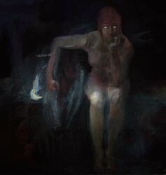 1girls areolae barefoot breasts chainsaw_man completely_nude completely_nude_female creepy female female_only full_body horror looking_at_viewer makima_(chainsaw_man) naked naked_female nipples nonsexual nonsexual_nudity nude nude_female painting_(artwork) red_eyes sitting solo solo_female staring staring_at_viewer traditional_media_(artwork) virtuware yellow_eyes
